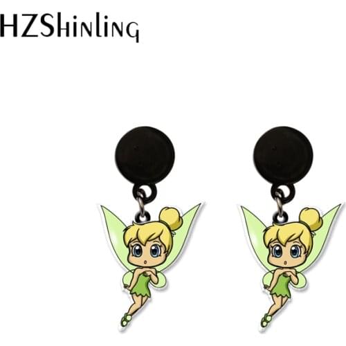 2021 New Kawaii Disney Princess Elsa Bell Jasmine Ariel Tinkerbell Princess Handcraft Epoxy Acrylic Drop Dangles Earrings