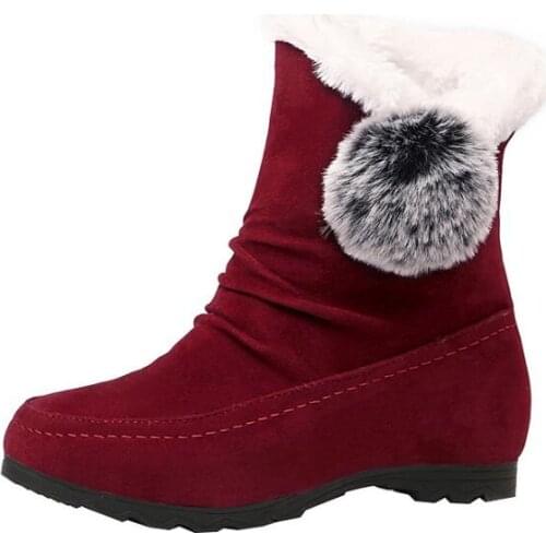 New wram flock sexy high-heeled elegant fashion classic shose cancise pumps winter Soft and comfortable wedges women boots shoes