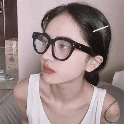 New Big Frame Anti-blue Glasses Trendy Fashion ins net red Plain Glasses Frame Retro Square Flat Mirror S7092