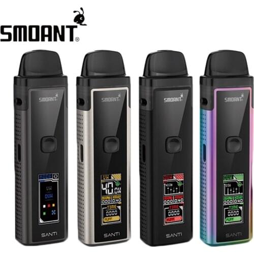 Original Smoant Santi Kit 1100mAh Battery 40W DL RDL MTL Vape 3.5ml Pod Cartridge S-2 Coil Electronic Cigarette Vaporizer