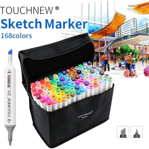 TOUCHNEW Permanent Markers Alcohol Ink Markers Brush Dual Tips Professional Drawing Marker Set Art Design 30/40/60/80/168 Colors