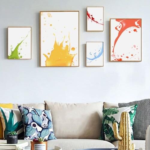 Pure Color Graffiti Abstract Murals Living Room Decorative Painting Blue Print Poster, Modern, Wall Art, Living Room Image