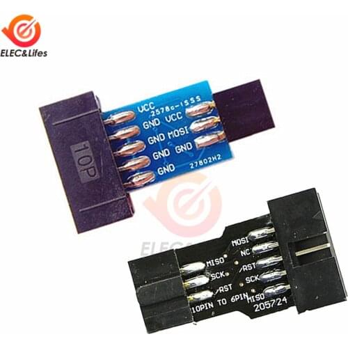 10 Pin to 6 Pin Adapter Board Pin Header for AVRISP MKII USBASP STK500 AVR ISP Converter Board 10pin to 6pin Black/Blue