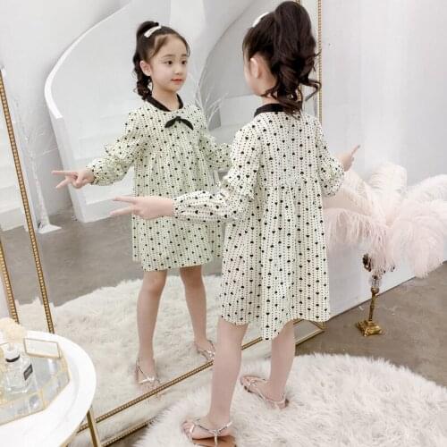 Girls'Leisure Long Sleeve Dresses Childrens Leisure Fashion Princess Dress 3-12 Ages Kids Dresses for Girls