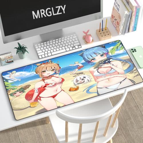 Drop Shipping Kawaii Cute Girl Genshin Impact Mouse Pad Gamer 900x400mm Mechanical Keyboard Mouse Mat Pad Mousepads for Laptop