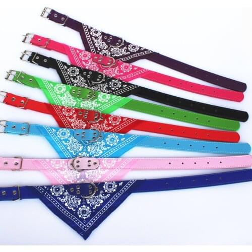 Adjustable Pet Puppy Cat Scarf Bandana Collar Neck Scarf Dog Saliva Towel PU Dog Cotton Accessories Printing Triangle Bandage