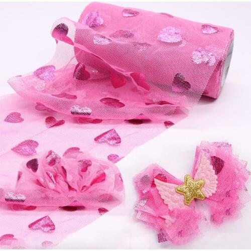 13/7.5cm Butterfly Love Pirnted Tulle Ribbon Roll Sewing Handmade Ornament Hair Clips Material Wedding Birthday Party Decoration