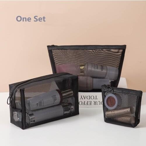 Mesh Necessary Cosmetic Bag Transparent Travel Organizer Fashion Small Black Toiletry Bags Makeup Pouch Purses Lipstick bag