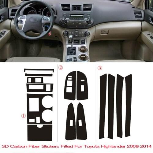 Car-Styling New 3D Carbon Fiber Car Interior Center Console Color Change Molding Sticker Decals For Toyota Highlander