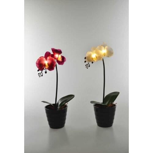 Free Shipping 40cm 2Led Blossom Orchid Flower Light with 2*AA Battery pot ,Height of 40cm 2 Blossom Orchid Flowers with buds