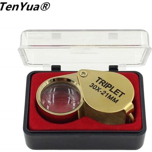 TenYua Mini 30x Power 21mm Jewelers Magnifier Magnifying glass Eye Loupe Jewelry Store Gold New Jeweler loupe