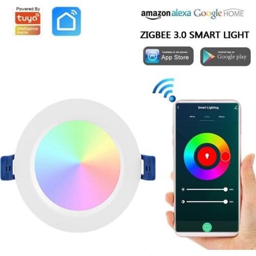 10W/12W Tuya Zigbee Smart LED Downlight RGBCW 3.5/4 Inch Round Ceiling Lamp Spotlight Smart Life Alexa Google Home Smartthings