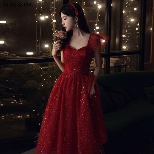 Vintage Sweetheart A Line Formal Party Dress Tea-Length Evening Dresses Glitter Sparkly Tulle Homecoming Gown Vestidos fiesta