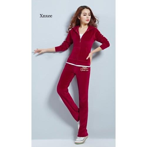 2021 Spring Casual Womens Two-Piece Suit Hooded Jacket and Pants 2-Piece Velvet Suit Casual Wear