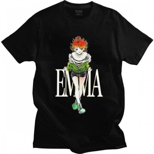 Funny T Shirt Men Cool The Promised Neverland Emma Tshirt Short Sleeves Soft Cotton T-shirt O-neck Graphic Japan Anime Manga Top