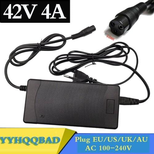 42V 4A electric bike lithium battery charger for 36v electric scooter 3-Prong Inline Connector 3P GX16 Plug