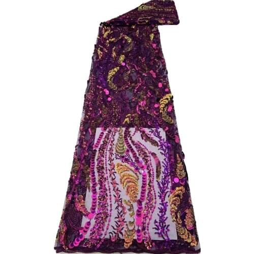 2021 5Y African Laces Fabrics Embroidered African French Lace Fabric Sequins Sequence African French Net Tulle Lace Fabric Sew
