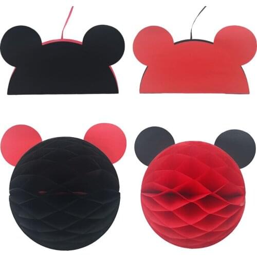 6pcs/lot Minnie Mickey Honeycomb Ball Air Decoration Honeycomb Paper Fan Set Mickey Mouse Birthday Party Decoration Supplies