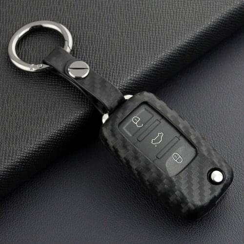 Car Styling Auto Key Shell Case For Volkswagen Polo Tiguan VW Passat For Skoda Cover Car-Styling Carbon Fiber Accessories
