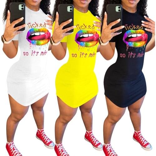 White Casual Print Split Joint O Neck Pencil Skirt Dresses