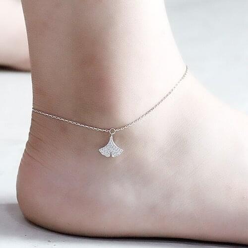 S925 Silver Sector Anklets Foot Bracelets with Pave Setting CZ Decoration Accessories for Women Fine Jewelry