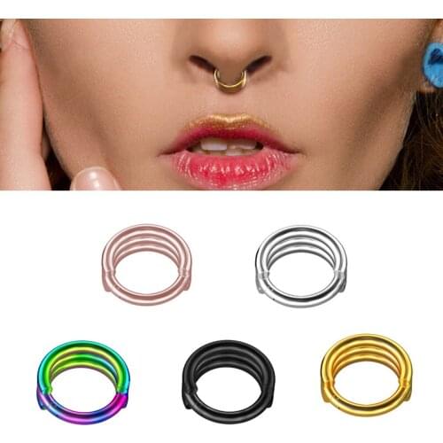 Stainless Steel Nose Septum Ring Clicker Segment Hoop Piercing Cartilage Earring Ear Hinged Fit Tragus Women Body Jewelry 16G