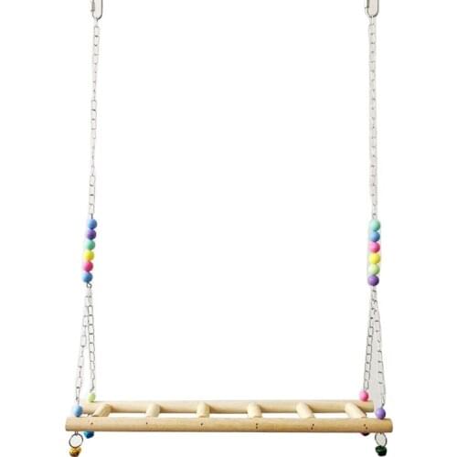 Chicken Ladder Swing Perch Wood Hanging Stand Handmade Coop Chicks Rooster Hens Chew Exercise Toys for Large Birds Macaws