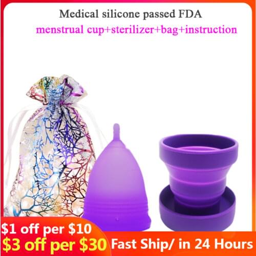 3pcs/Lot Medical Silicone Menstrual Cup Feminine Hygiene Menstrual Cups Reusable Women Period Cup Menstrual Collector S+L