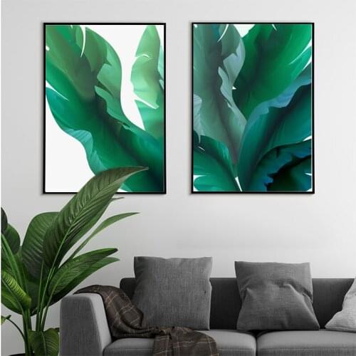 Greem Palm Leaves Wall Art Posters Watercolour Plant Canvas Painting Scandinavian Style Decorative Picture Nordic Home Decor