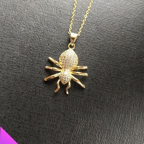 New product inlaid rhinestone cute spider necklace 2 colors classic fashion ladies mens jewelry Christmas gifts