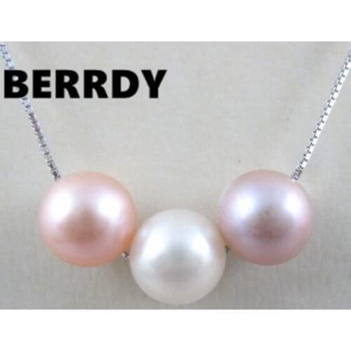 925 Sterling Silver Necklace, Real Freshwater Natural Pearl Pendant Necklace for Charm Women Lady Female Girls