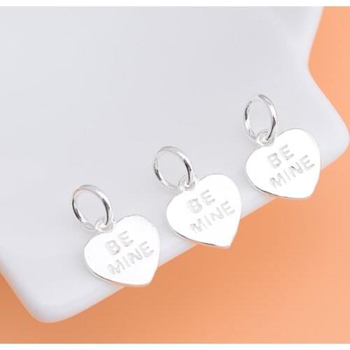 S925 sterling silver BE MINE monogram heart pendant necklace DIY accessories