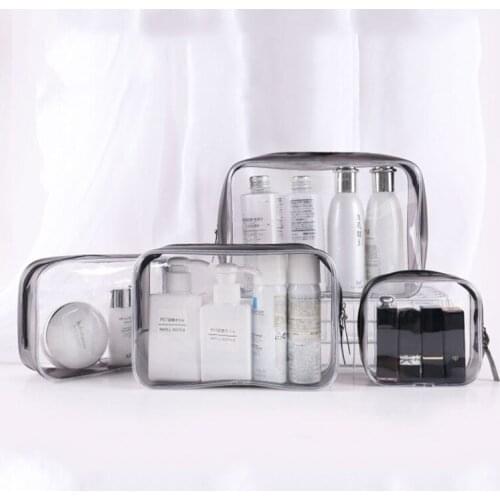 Transparent PVC Storage Bag Set 4Pcs Travel Organizer Clear Makeup Bag Beautician Cosmetic Bag Beauty Case Toiletry Bag Wash Bag