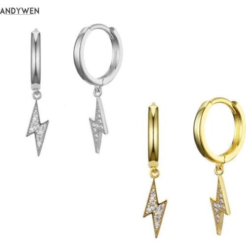 ANDYWEN 925 Sterling Silver Gold Light Drop Earring Circle Round Women Ohrringe Pendient Women Zircon Crystal CZ Luxury Jewelry