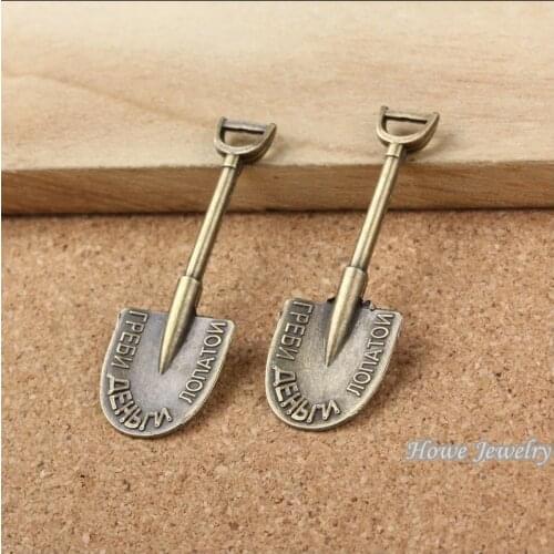 Wholesale 40 pcs Vintage Charms Shovel Pendant Antique bronze Fit Bracelets Necklace DIY Metal Jewelry Making 10094