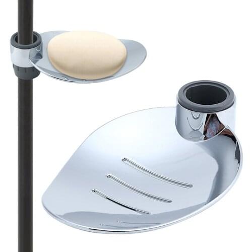 1pc Soap Dish Holder Chrome ABS Bathroom Shower Soap Dish Holders Tray Fits Riser Rail Accessories Parts