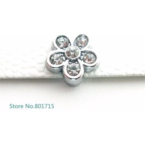 10pcs 8mm crystal flower apple Slide Charms Fit Pet Dog Cat Tag Collar Wristband SL467