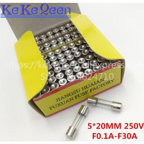 100pcs 5*20mm Fast Glass Fuse 250V 5*20 F 0.2A/0.25A/0.3A/0.5A/1A/2A/3A/3.15A/4A/5A/6A/6.3A/7A/8A/10A/12A/15A/20A/25A/30A 5X20MM