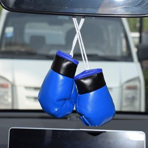 N1 Pair Car Boxing Gloves Hanging Mirror Leather Pendant in car accessories interior car decoration DIY Cool Ornaments key chai