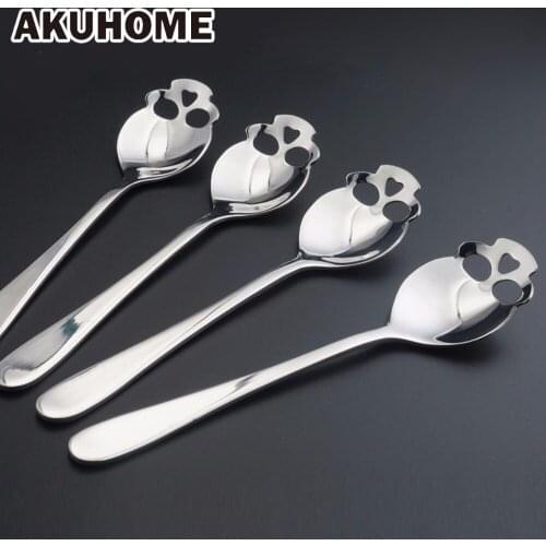 2 Pcs Stainless Steel Skull Tea Coffee Drink Spoon Tea Coffee Sugar Spoon Measuring Tool