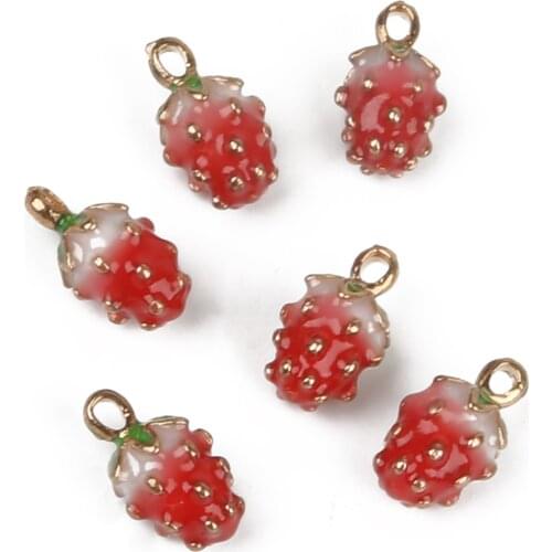 2020 5pcs Zinc Alloy Metal Strawberry Enamel Charms Pendants for DIY Earring Bracelet Necklace Beads Jewelry Making Decoration