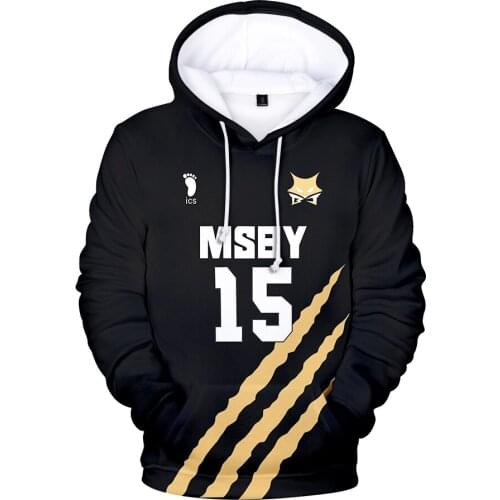 Anime Haikyuu 3D Hoodie MSBY Volleyball Club Sweatshirt Shoyo Hinata Kotaru Bokuto Miya Atsumu Hoodies Fashion Hooded Pullovers