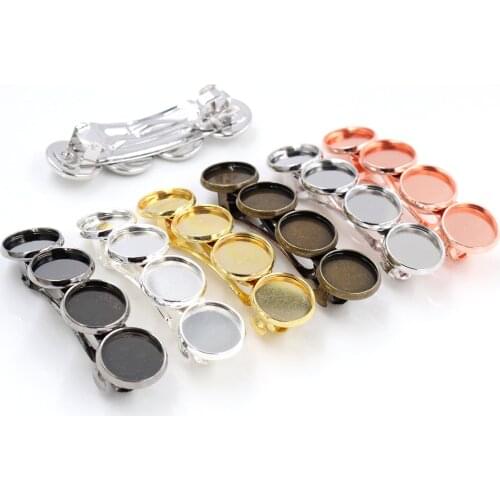 5pcs 12mm with 4 cameo High Quality 6 Colors Plated Copper Material Hairpin Hair Clips Hairpin Base Setting