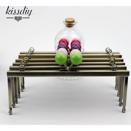 5 pcs 20cm Antique Bronze candy bead kiss clasp Square Metal Purse Frame Handle for big purse Bag Sewing Craft no hole clasp