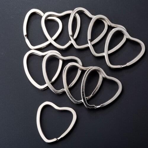 5pcs/lot Metal Apple Heart Star Flower Oval Shape Blank Split Key Ring Fit DIY Handmade Keychain Jewelry Making Accessories