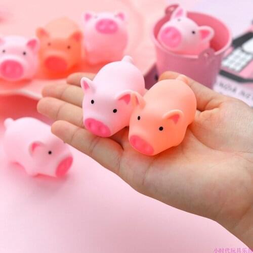 50pcs Mini Pink Pigs Toy Cute Squeeze Sound Pig Lovely Squeeze Animal Bath Toys for Kids Gifts Birthday Party Favors