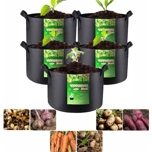 6/11 Gallons Plant Grow Bags Grow Heavy Duty Thickened Nonwoven Fabric Pots With Handles Garden Lawn