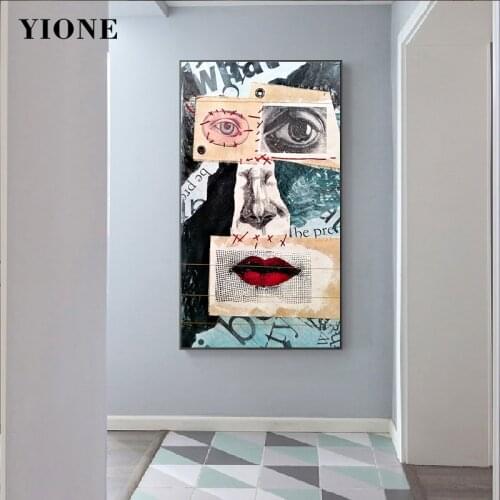Abstract Woman Face Splice Art Canvas Prints Creative Weird Paper Figure Poster Picture Wall Painting for Living Room Gallery