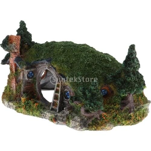 Handmade Aquarium Castle Resin Green Fishbowl Landscaping Scene Ornaments Accs