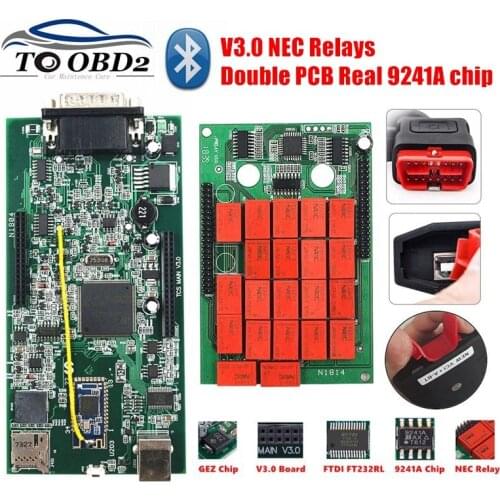 Bluetooth TCS PRO 2016.R1 V3.0 NEC Relays OBD2 Real 9241A Chip Car Diagnostic Scanner Tool DS150cdp TCS double PCB with GEZ Chip